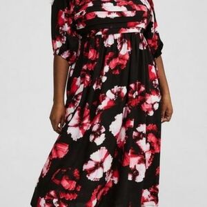 Torrid Red and Pink Off Shoulder Dolman Sleeve Dress